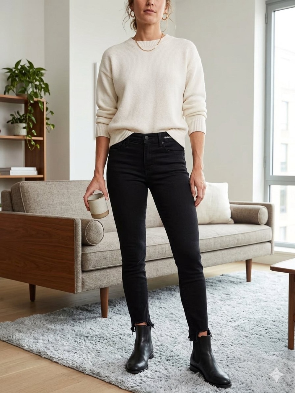 FRAME Denim Le Skinny De Jeanne Unfinished Hem Black Jeans Size 26